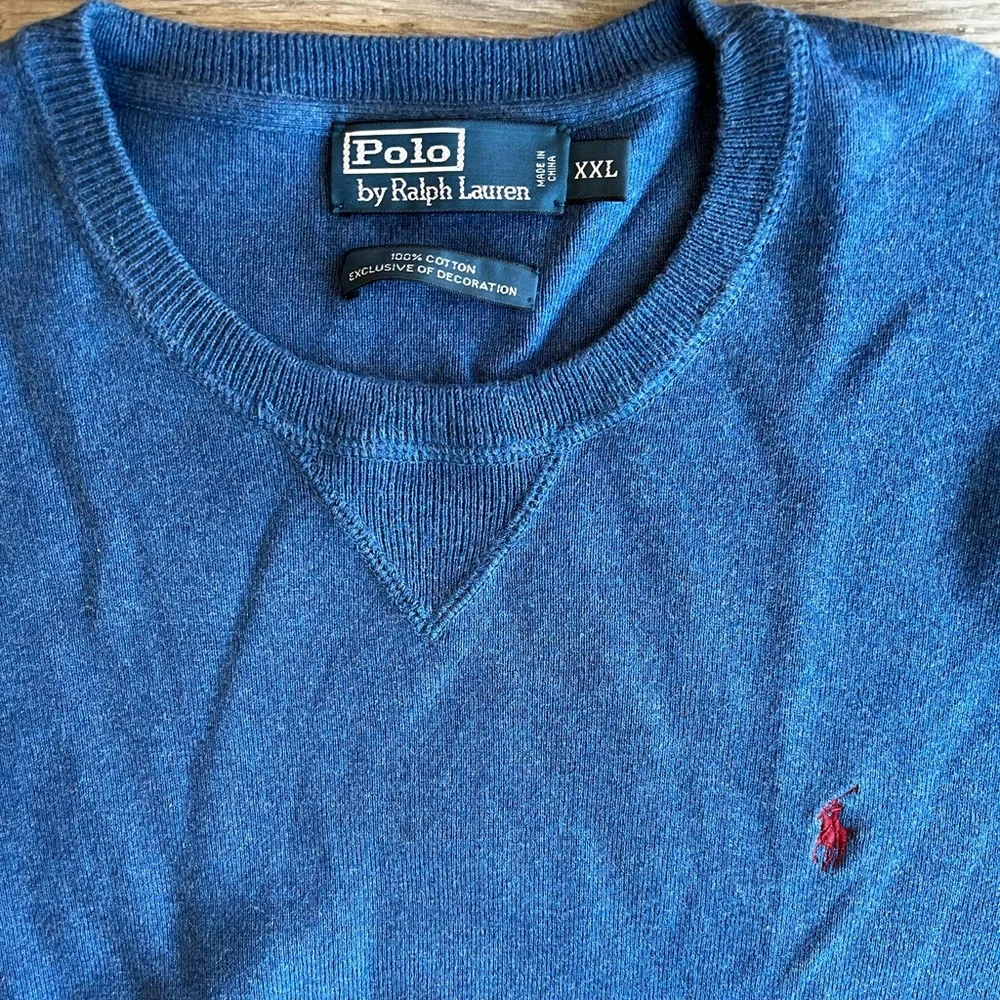 Polo by Ralph Lauren Vintage Crewneck Long Sleeve Cotton Sweater Blue XXL